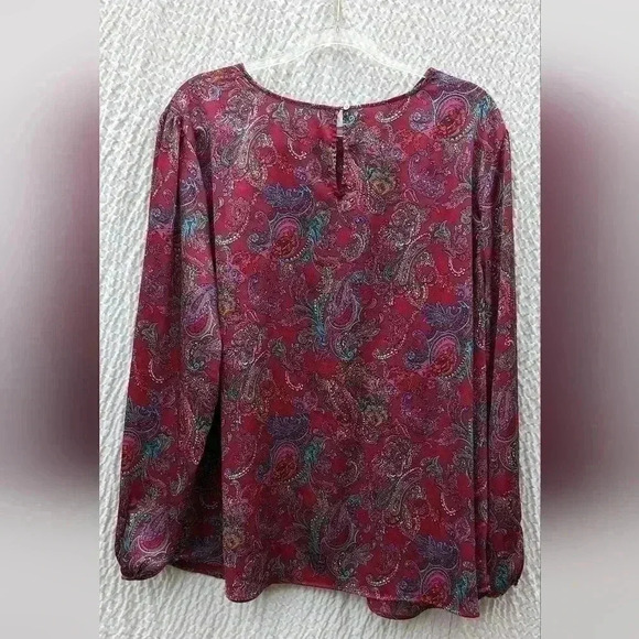 NWOT Talbots Women's Plus Size Burgundy Multi Color Paisley Print Blouse Size 3X - Picture 2 of 4